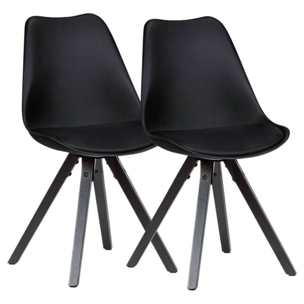 Wohnling Stuhl 2er-Set schwarz schwarz schwarz Kunststoff Kunstleder Echtholz B/H/T: ca. 49x87x52 cm