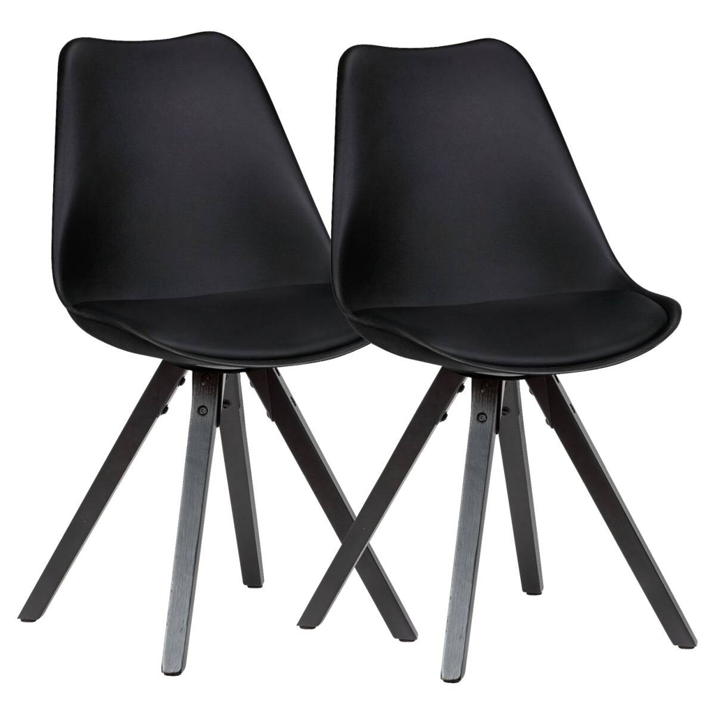 Wohnling Stuhl 2er-Set schwarz schwarz schwarz Kunststoff Kunstleder Echtholz B/H/T: ca. 49x87x52 cm