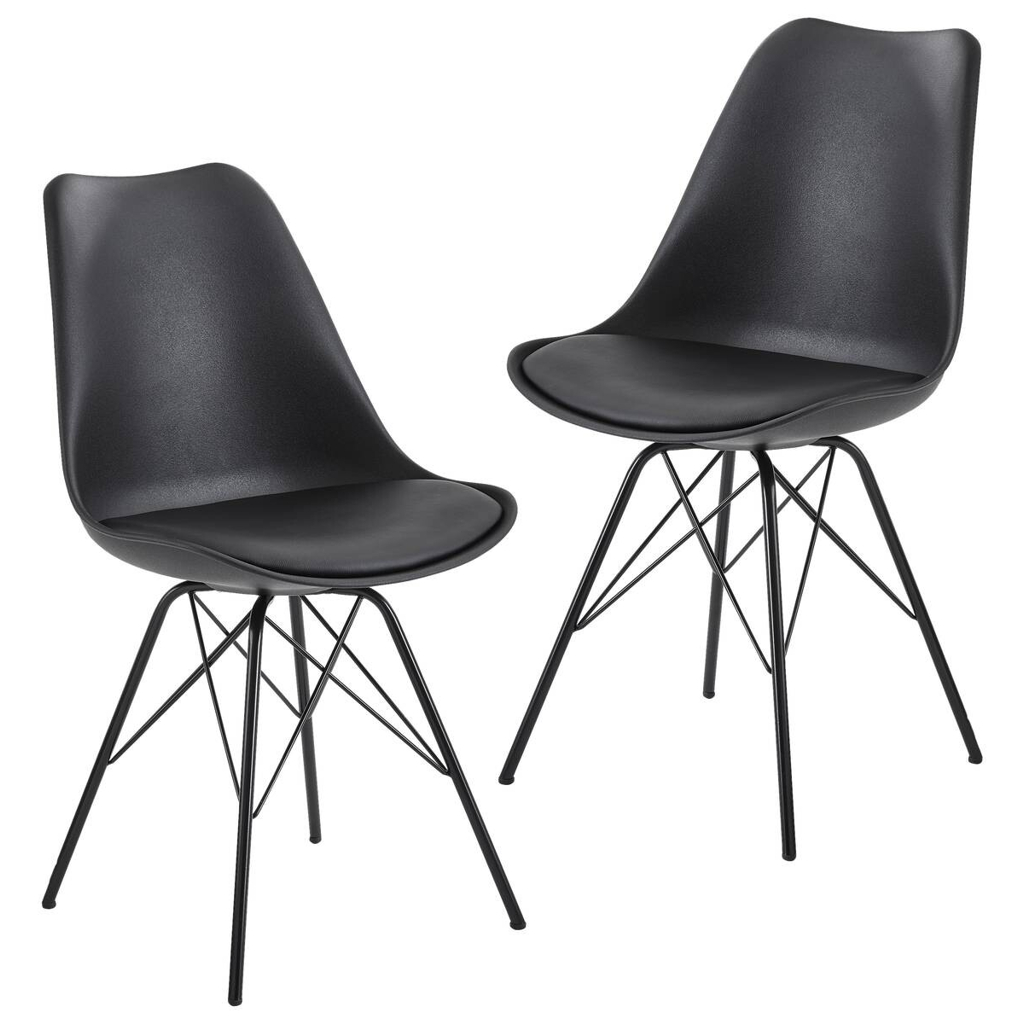 Wohnling Stuhl 2er.-Set. schwarz Kunstleder Eisen B/H/T: ca. 58x86x48 cm