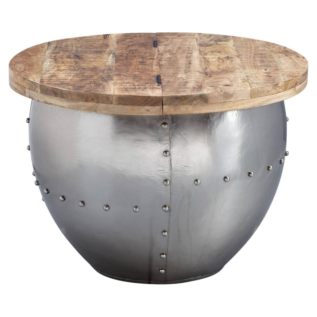 Wohnling Couchtisch silber braun B/H/T: ca. 60x43x60 cm
