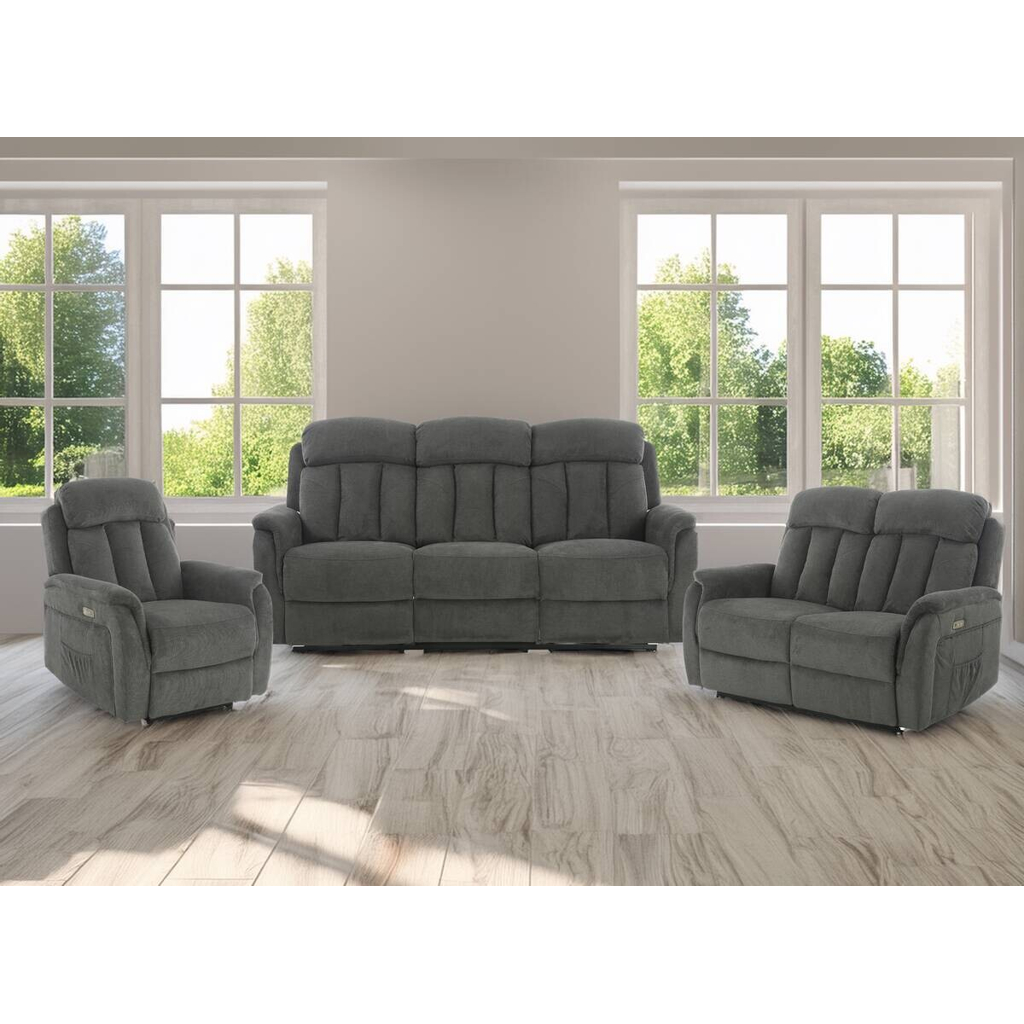 POCO Sofa FM-3216-3P grau Microfaser B/H/T: ca. 200x100x95 cm