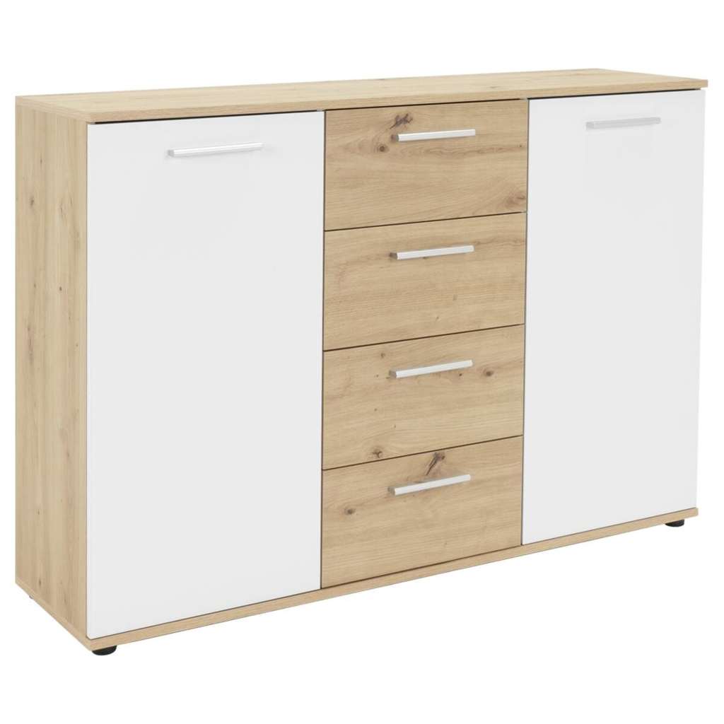 POCO Kommode Jacky 2 Eiche Artisan Nachbildung weiß B/H/T: ca. 120x85x35 cm