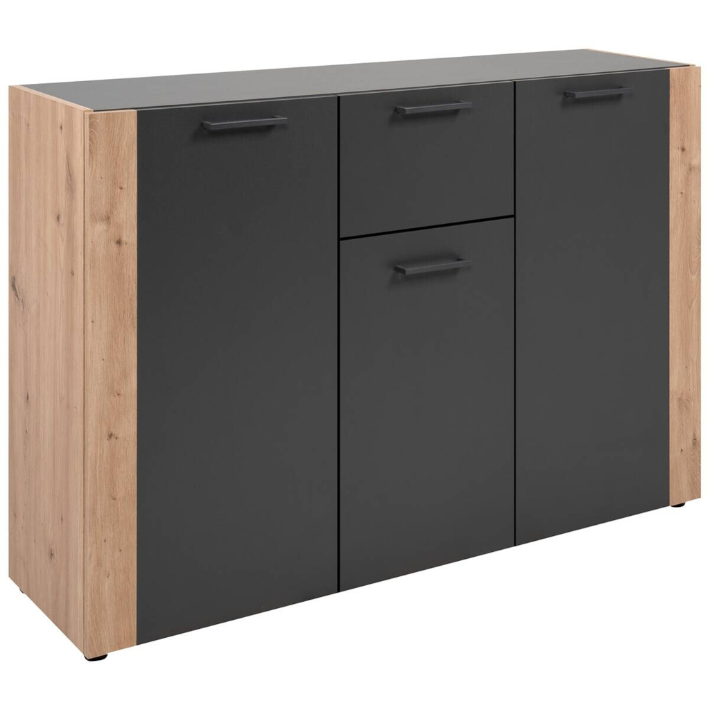 POCO Kommode Cento anthrazit Eiche Artisan Oak Nachbildung B/H/T: ca. 126x83x35 cm