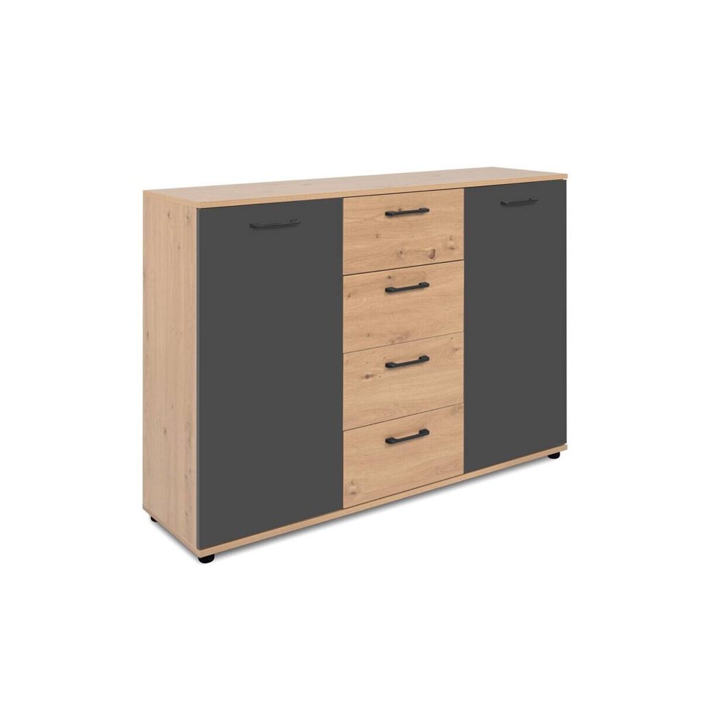 POCO Kommode Kerry 01C Eiche Artisan Nachbildung anthrazit B/H/T: ca. 120x85x35 cm