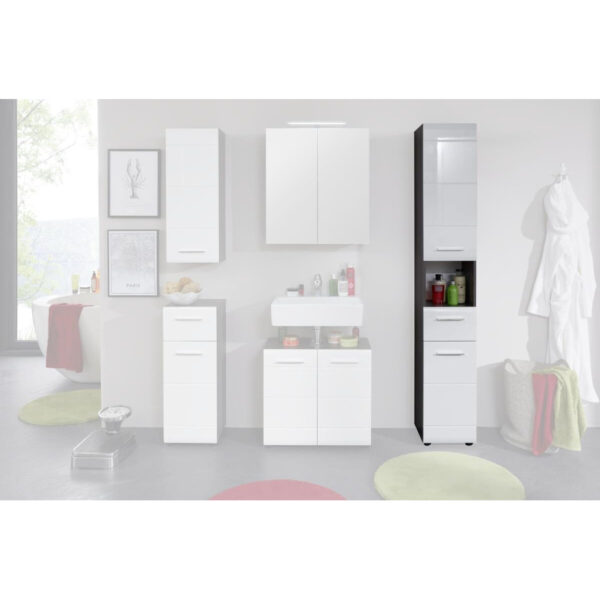 4251585331010 Badhochschrank Line
Rauchsilber Nachbildung weiß Hochglanz B/H/T: ca. 30x182x31 cm