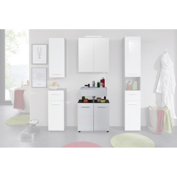 4251585331034 Waschbeckenunterschrank Line
Rauchsilber Nachbildung weiß Hochglanz B/H/T: ca. 60x56x31 cm