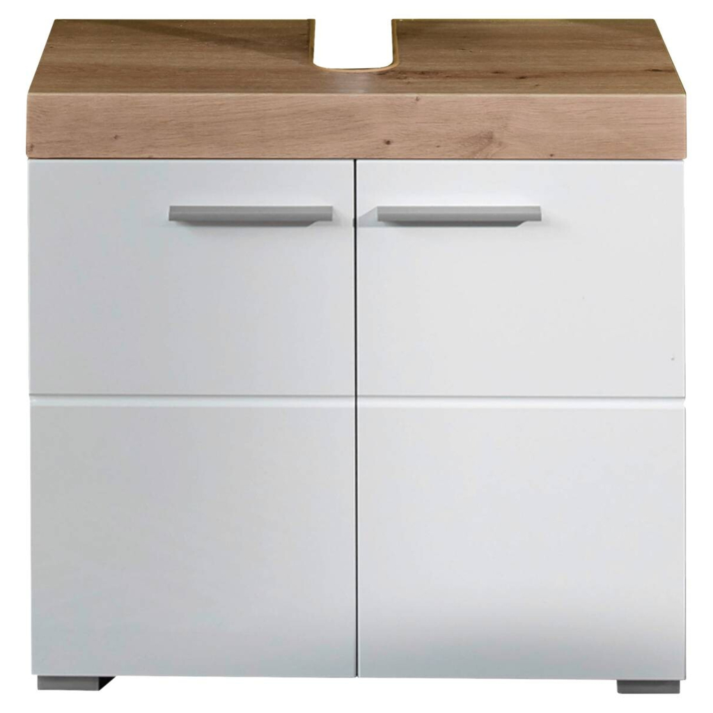 Trendteam Waschbeckenunterschrank Amanda weiß Hochglanz Asteiche Nachbildung B/H/T: ca. 60x56x34 cm