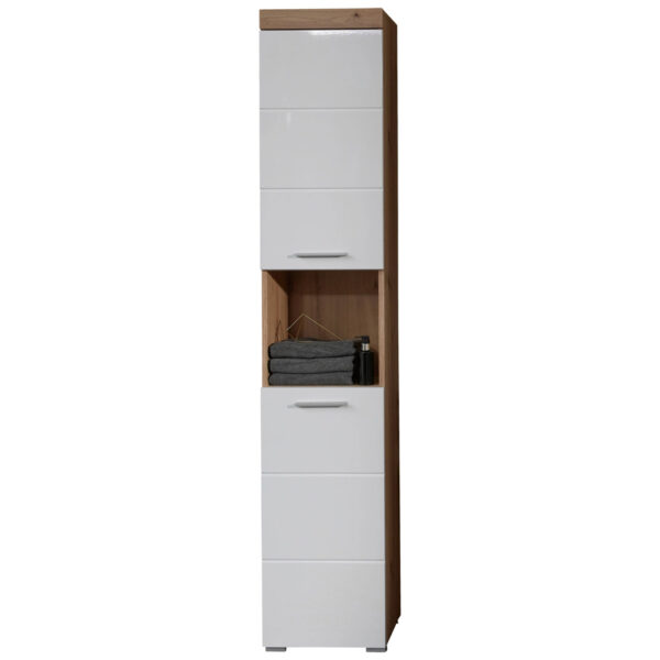 4251585335742 Hochschrank Amanda
weiß Hochglanz Asteiche Nachbildung B/H/T: ca. 37x190x31 cm