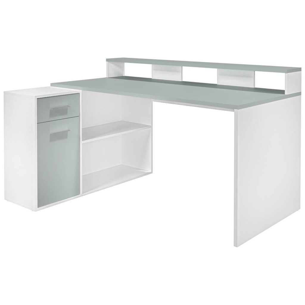 POCO Schreibtisch Gamer hellgrau matt weiß matt B/H/T: ca. 160x92x115 cm