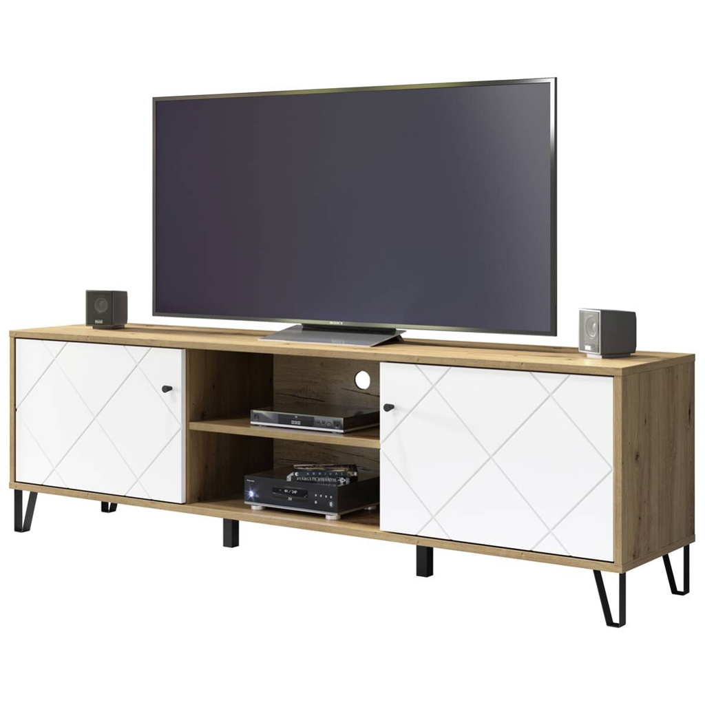 POCO TV-Lowboard Touch Eiche Artisan Nachbildung weiß matt B/H/T: ca. 183x55x40 cm