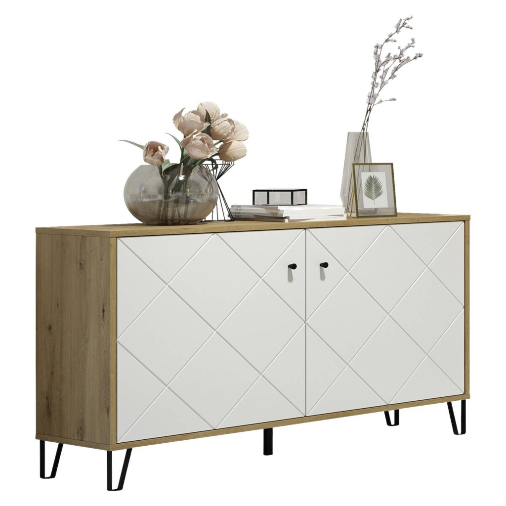 POCO Kommode Touch Eiche Artisan Nachbildung weiß matt B/H/T: ca. 123x76x40 cm