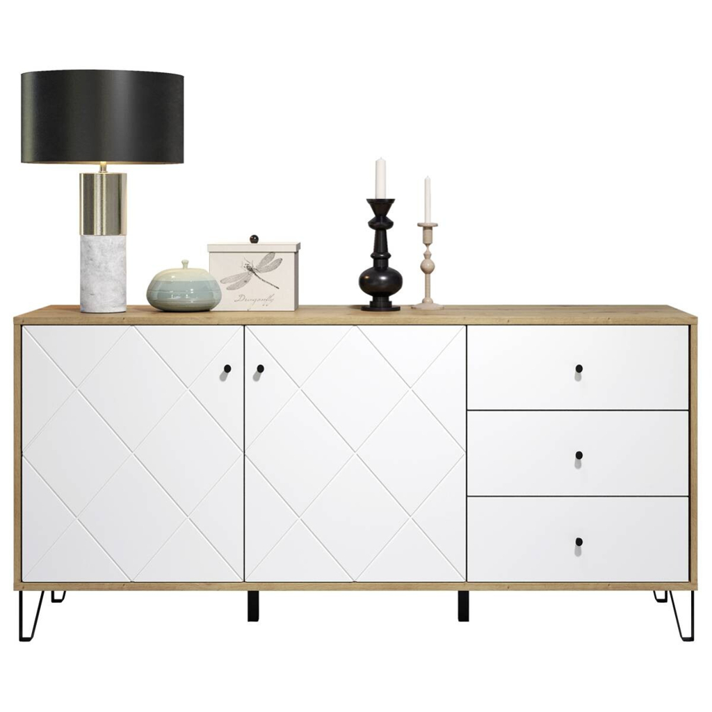 POCO Sideboard Touch Eiche Artisan Nachbildung weiß matt B/H/T: ca. 183x76x40 cm