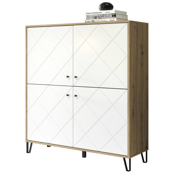 POCO Highboard Touch Eiche Artisan Nachbildung weiß matt B/H/T: ca. 123x136x40 cm