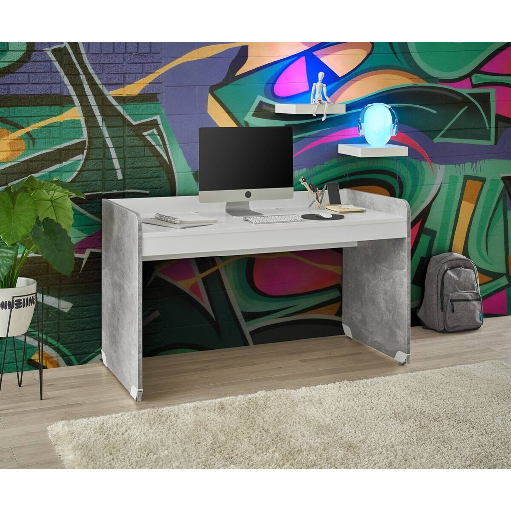 POCO Schreibtisch Matino Beton weiß B/H/T: ca. 143x84x67 cm