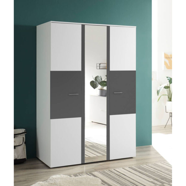 POCO Kleiderschrank Alex weiß Graphit B/H/T: ca. 135x195x60 cm