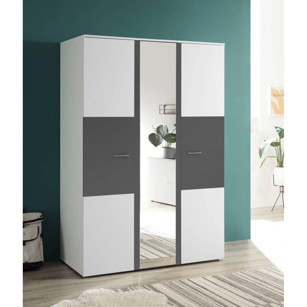 POCO Kleiderschrank Alex weiß Graphit B/H/T: ca. 135x195x60 cm