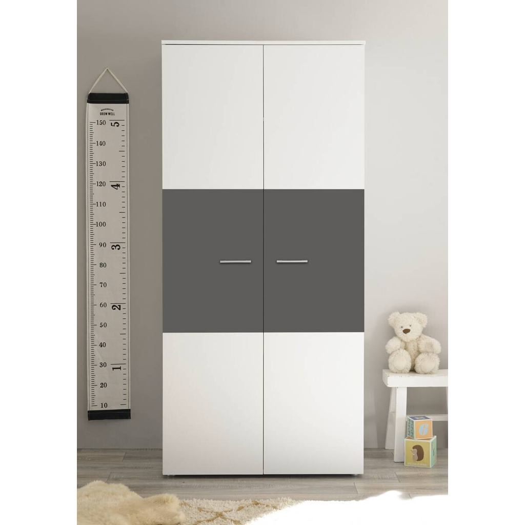 POCO Kleiderschrank Alex weiß Graphit B/H/T: ca. 90x195x60 cm
