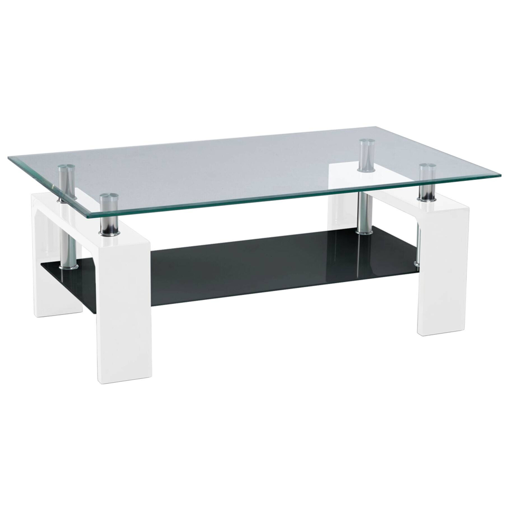 POCO Glascouchtisch Modena glasklar weiß Hochglanz B/H/T: ca. 100x45x60 cm