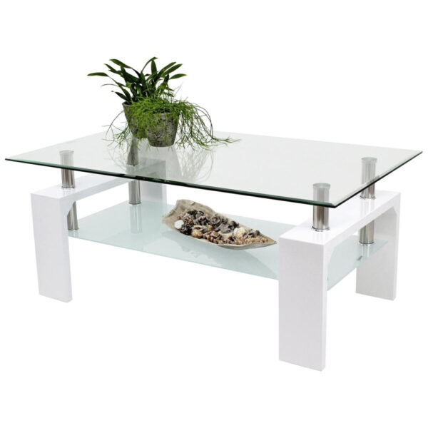 POCO Glascouchtisch Modena weiß Hochglanz glasklar B/H/T: ca. 100x45x60 cm POCO Glascouchtisch Modena weiß Hochglanz glasklar B/H/T: ca. 100x45x60 cm