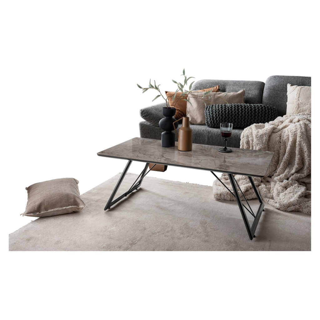 POCO Couchtisch Chloe grau Keramik Hochglanz Nachbildung B/H/T: ca. 110x42x60 cm