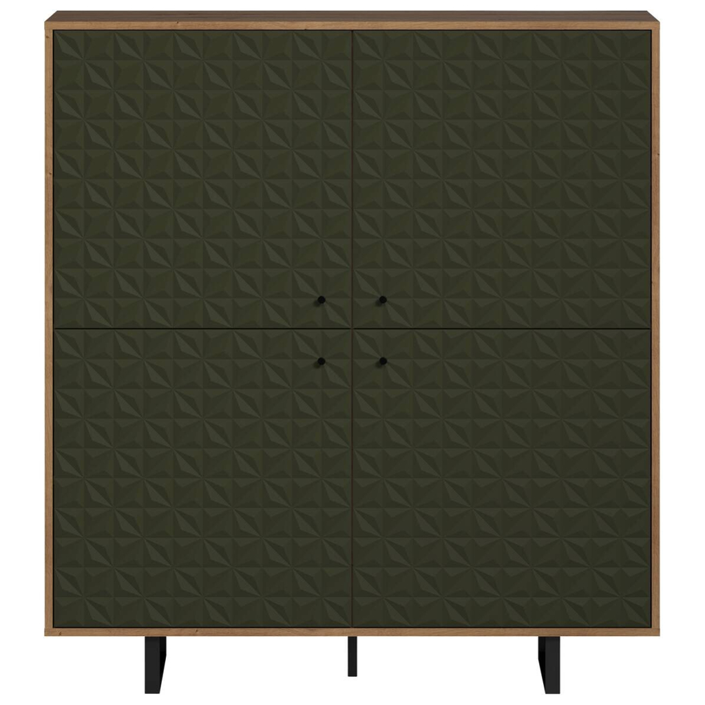 Trendteam Highboard Sentra Eiche Artisan Nachbildung grün dunkel B/H/T: ca. 124x136x40 cm