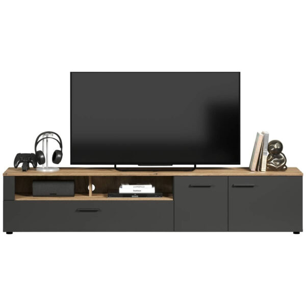 POCO TV-Lowboard Esteban anthrazit Eiche Evoke Coast Nachbildung B/H/T: ca. 210x43x41 cm