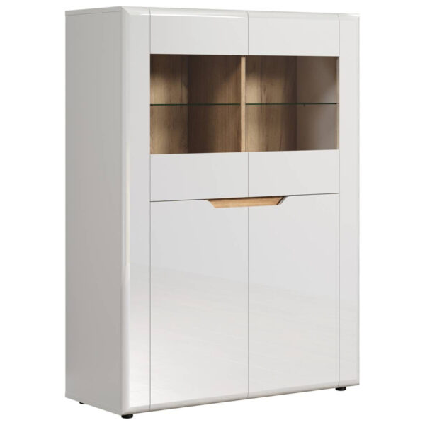 POCO Highboard Marlon Eiche Evoke Coast Nachbildung weiß Hochglanz B/H/T: ca. 96x132x39 cm POCO Highboard Marlon Eiche Evoke Coast Nachbildung weiß Hochglanz B/H/T: ca. 96x132x39 cm