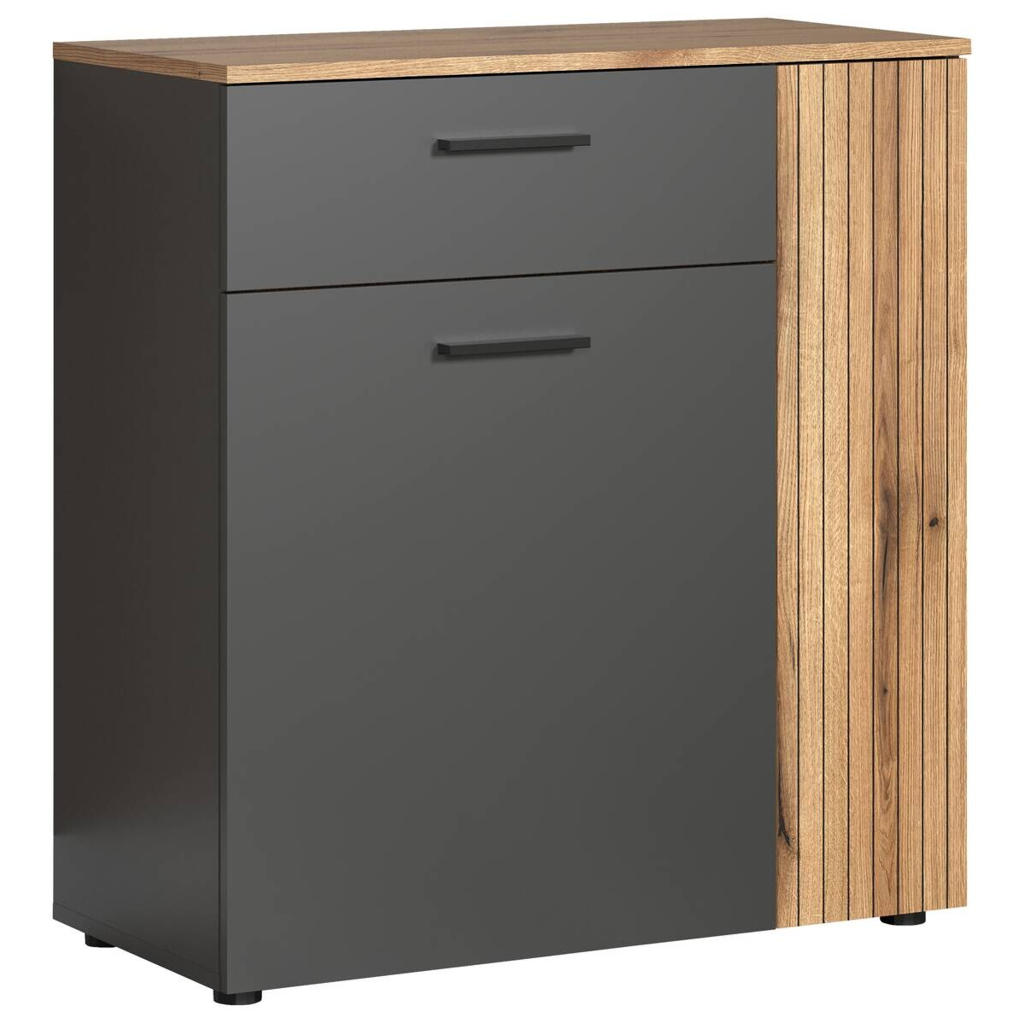 POCO Kommode Esteban anthrazit Eiche Evoke Coast Nachbildung B/H/T: ca. 80x86x38 cm