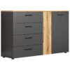 POCO Kommode Esteban anthrazit Eiche Evoke Coast Nachbildung B/H/T: ca. 139x86x38 cm