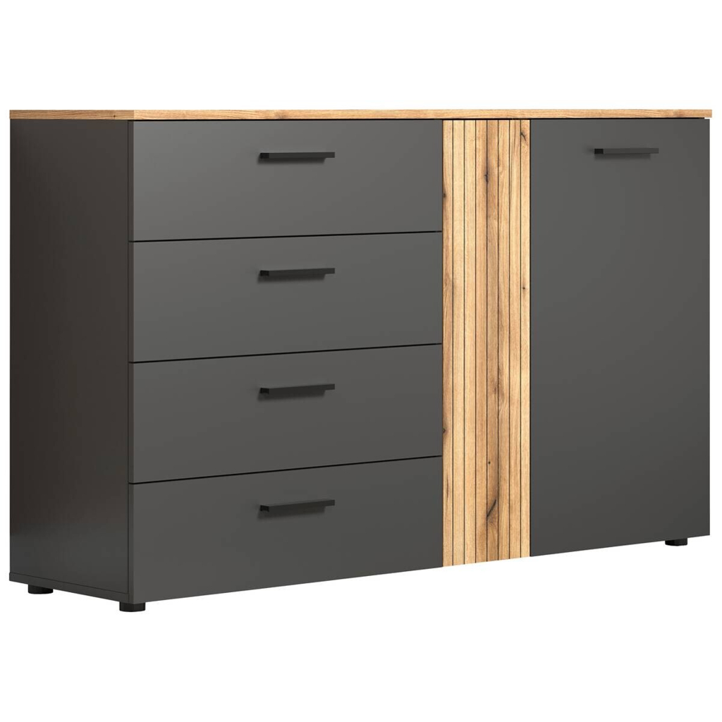 POCO Kommode Esteban anthrazit Eiche Evoke Coast Nachbildung B/H/T: ca. 139x86x38 cm
