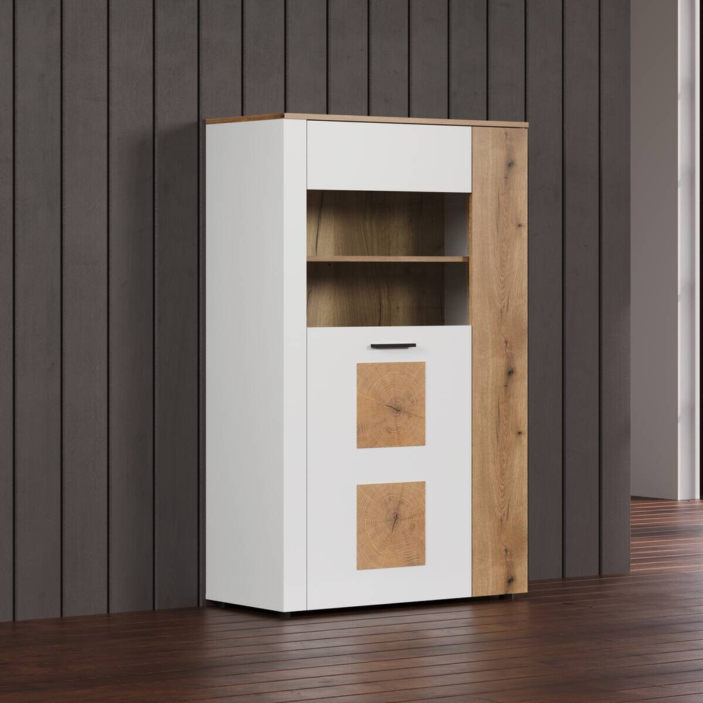 Vitrine Vitoria
weiß Eiche Evoke Coast Nachbildung B/H/T: ca. 90x146x42 cm