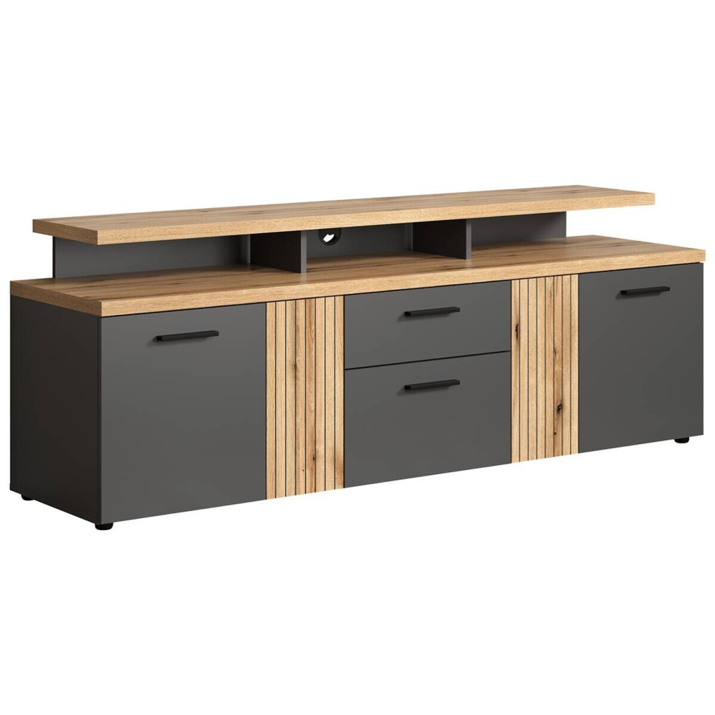 POCO TV-Lowboard Esteban Eiche Evoke Oak Nachbildung anthrazit B/H/T: ca. 180x66x47 cm