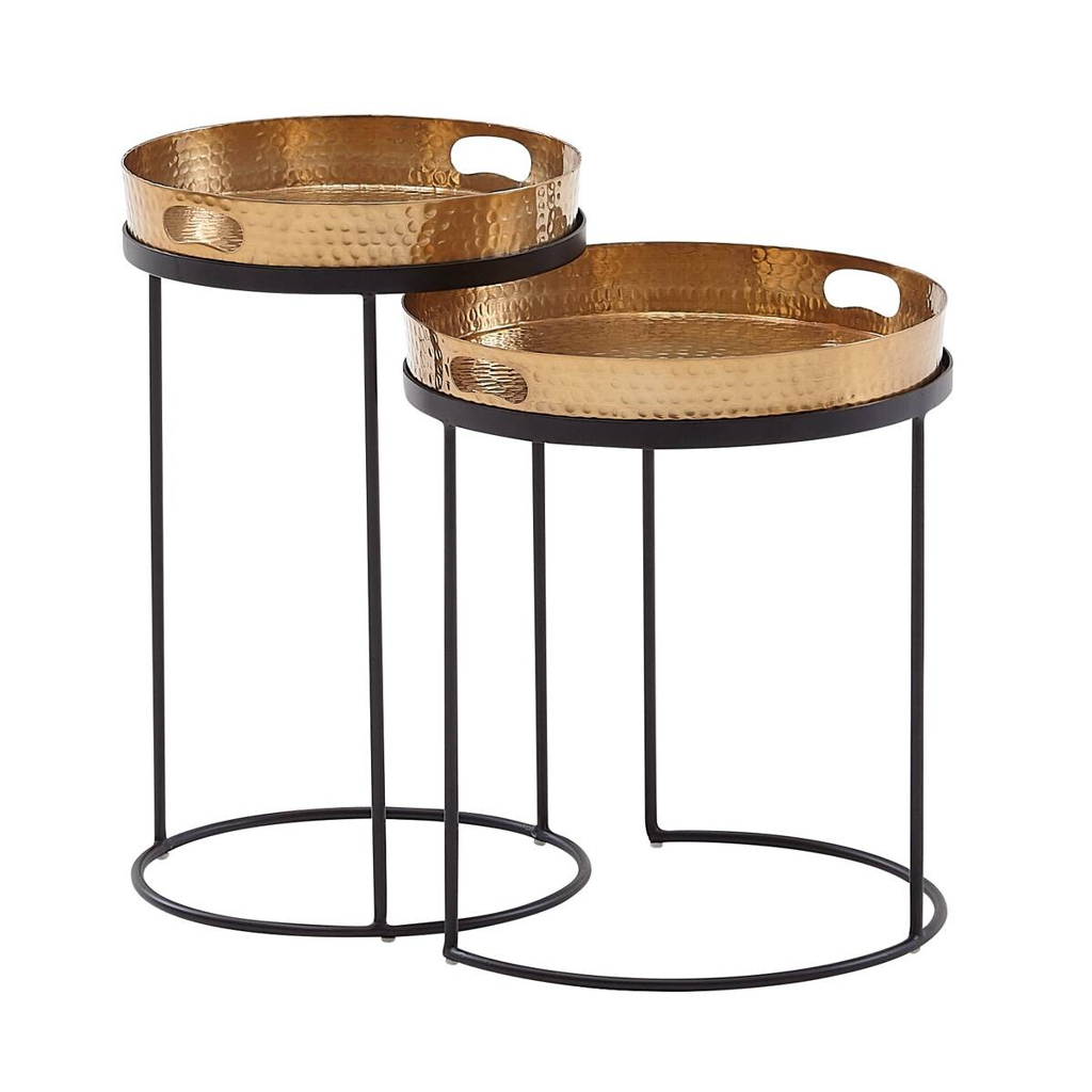 Wohnling Beistelltisch 2er-Set. gold Metall B/H/T: ca. 38x45x38 cm