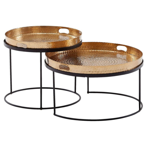 Wohnling Couchtisch 2er-Set. schwarz gold B/H/T: ca. 56x33x56 cm Wohnling Couchtisch 2er-Set. schwarz gold B/H/T: ca. 56x33x56 cm