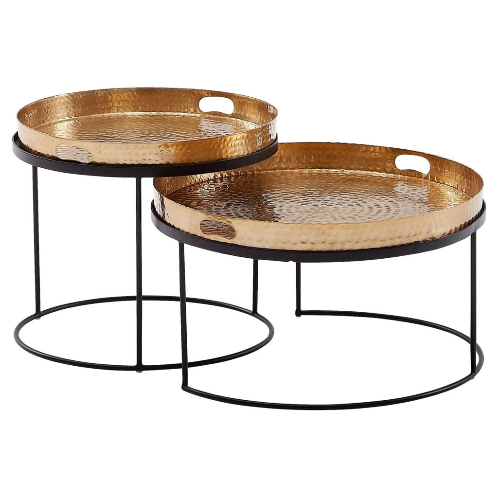 Wohnling Couchtisch 2er-Set. schwarz gold B/H/T: ca. 56x33x56 cm
