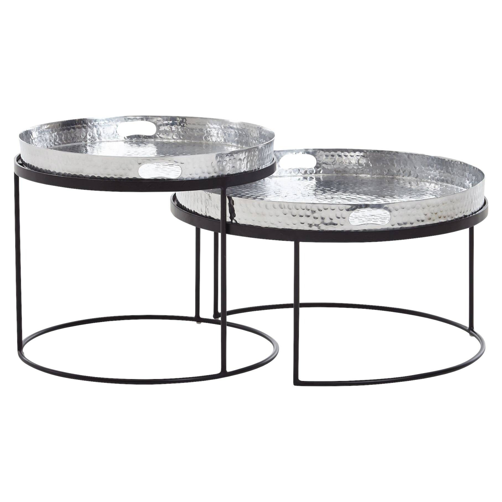 Wohnling Couchtisch 2er-Set. silber B/H/T: ca. 56x33x56 cm