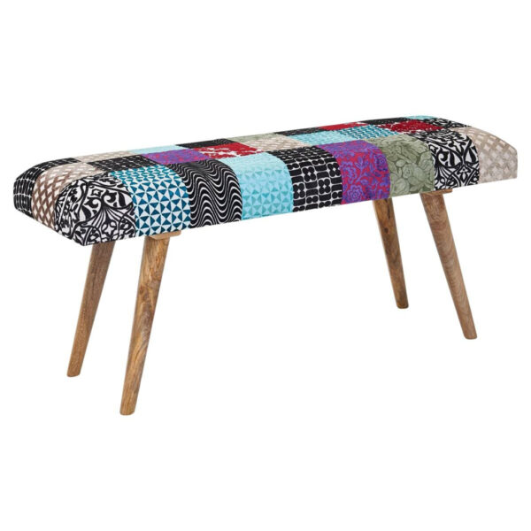 Wohnling Sitzbank bunt natur Stoff Echtholz B/H/T: ca. 117x51x38 cm Wohnling Sitzbank bunt natur Stoff Echtholz B/H/T: ca. 117x51x38 cm