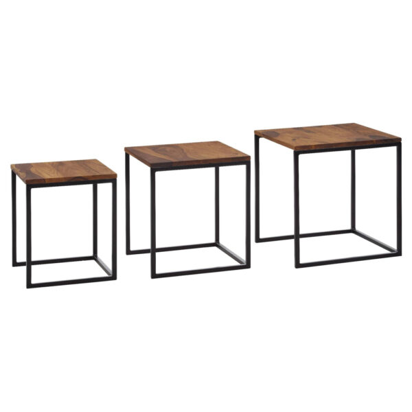 Wohnling Beistelltisch 3er-Set. rosenholz Holz B/H/T: ca. 40x42x40 cm