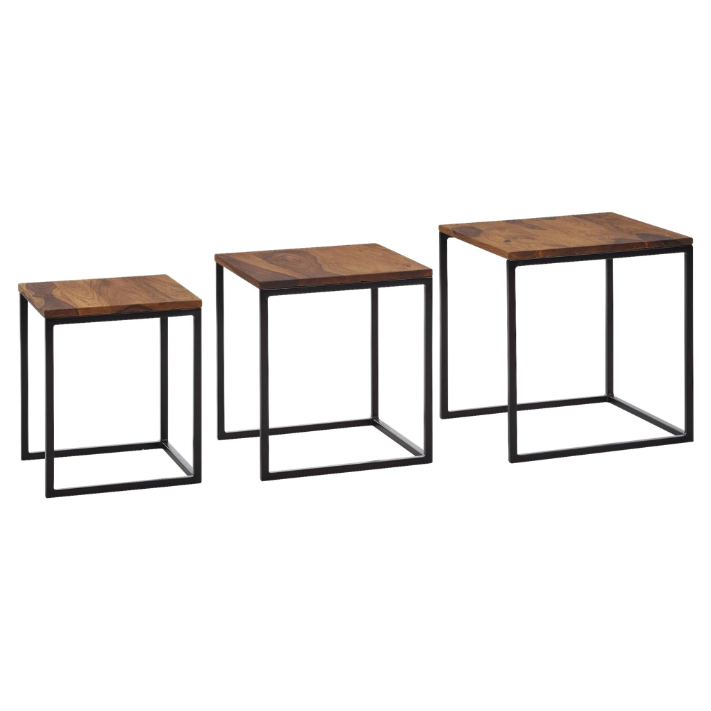 Wohnling Beistelltisch 3er-Set. rosenholz Holz B/H/T: ca. 40x42x40 cm