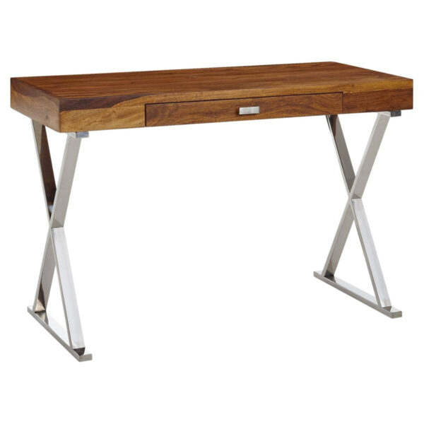 Wohnling Schreibtisch natur Edelstahl verchromt B/H/T: ca. 120x78x55 cm