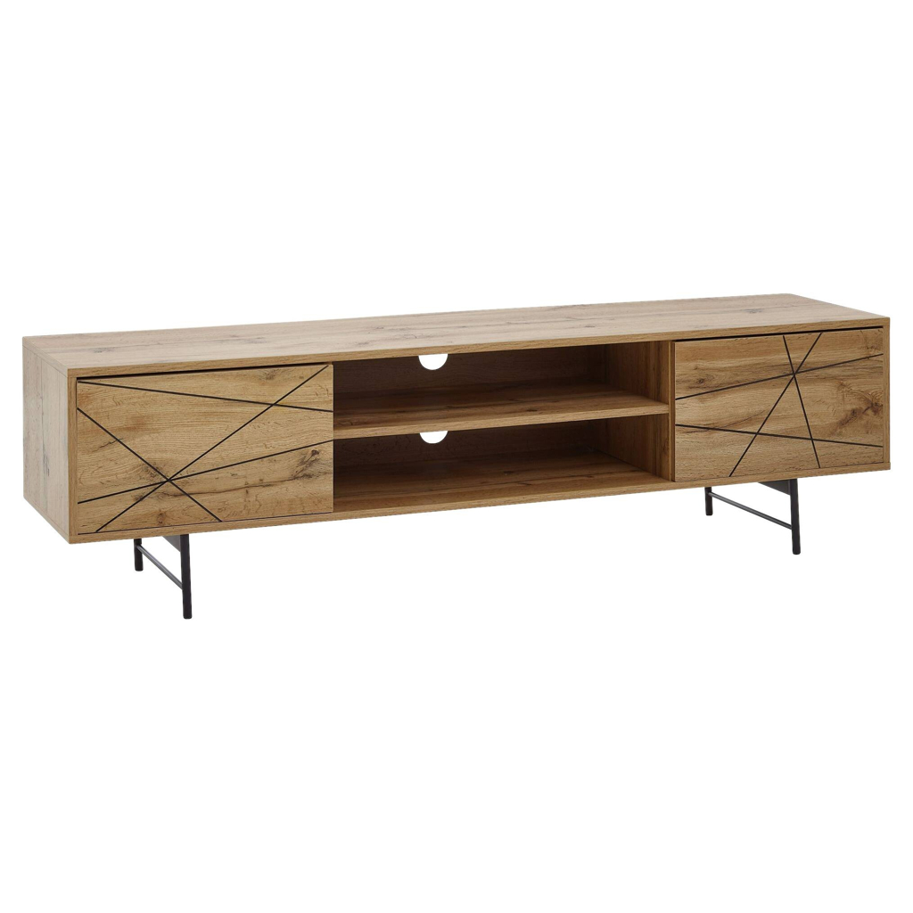 Wohnling Lowboard Eiche Nachbildung schwarz pulverbeschichtet B/H/T: ca. 160x45x40 cm