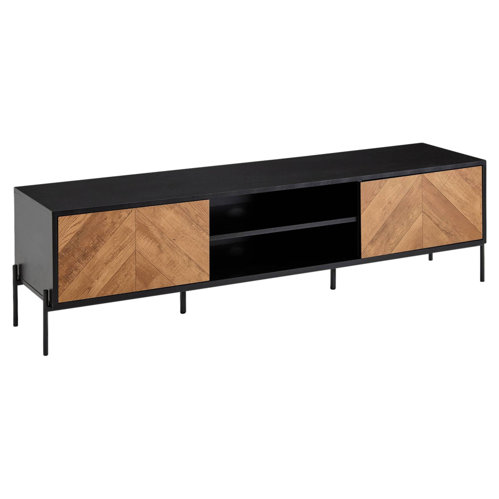 Wohnling Lowboard schwarz Eiche dunkel Nachbildung schwarz pulverbeschichtet B/H/T: ca. 163x45x40 cm