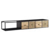 Wohnling TV-Bank schwarz pulverbeschichtet natur Eisen Echtholz B/H/T: ca. 150x25x35 cm