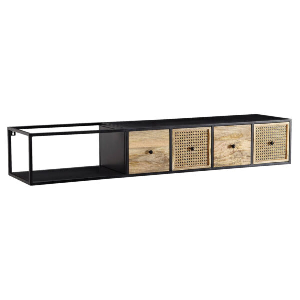 Wohnling TV-Bank schwarz pulverbeschichtet natur Eisen Echtholz B/H/T: ca. 150x25x35 cm Wohnling TV-Bank schwarz pulverbeschichtet natur Eisen Echtholz B/H/T: ca. 150x25x35 cm