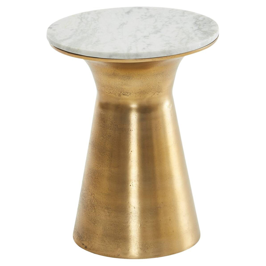 Wohnling Beistelltisch gold lackiert Optik weiß Marmor Optik Aluminium Marmor B/H/T/S/D: ca. 35x45x35x1,5x35 cm