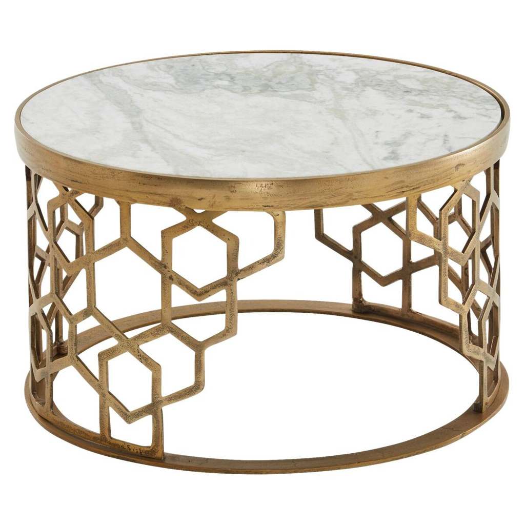 Wohnling Couchtisch weiß gold B/H/T: ca. 80x36x60 cm