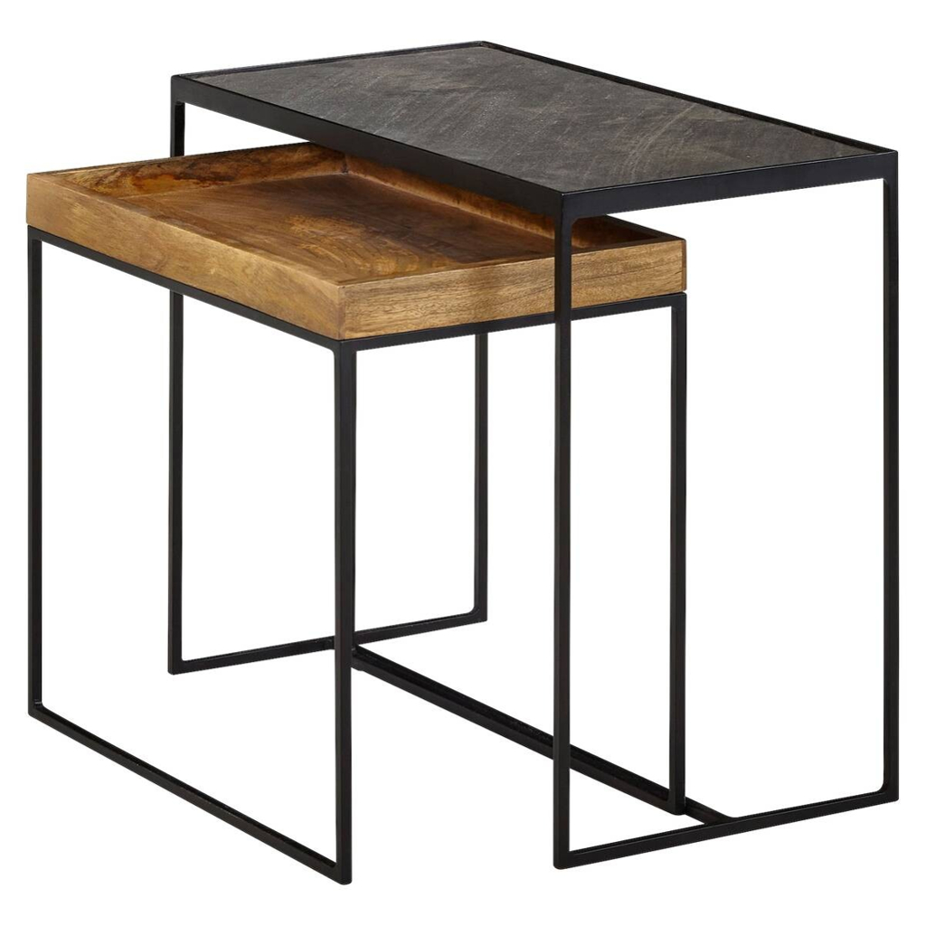 Wohnling Beistelltisch 2er-Set. braun Holz B/H/T: ca. 60x50x30 cm