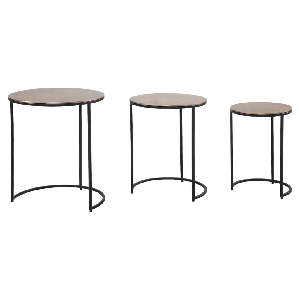 Wohnling Beistelltisch 3er.-Set. gold schwarz B/H/T: ca. 45x55x45 cm
