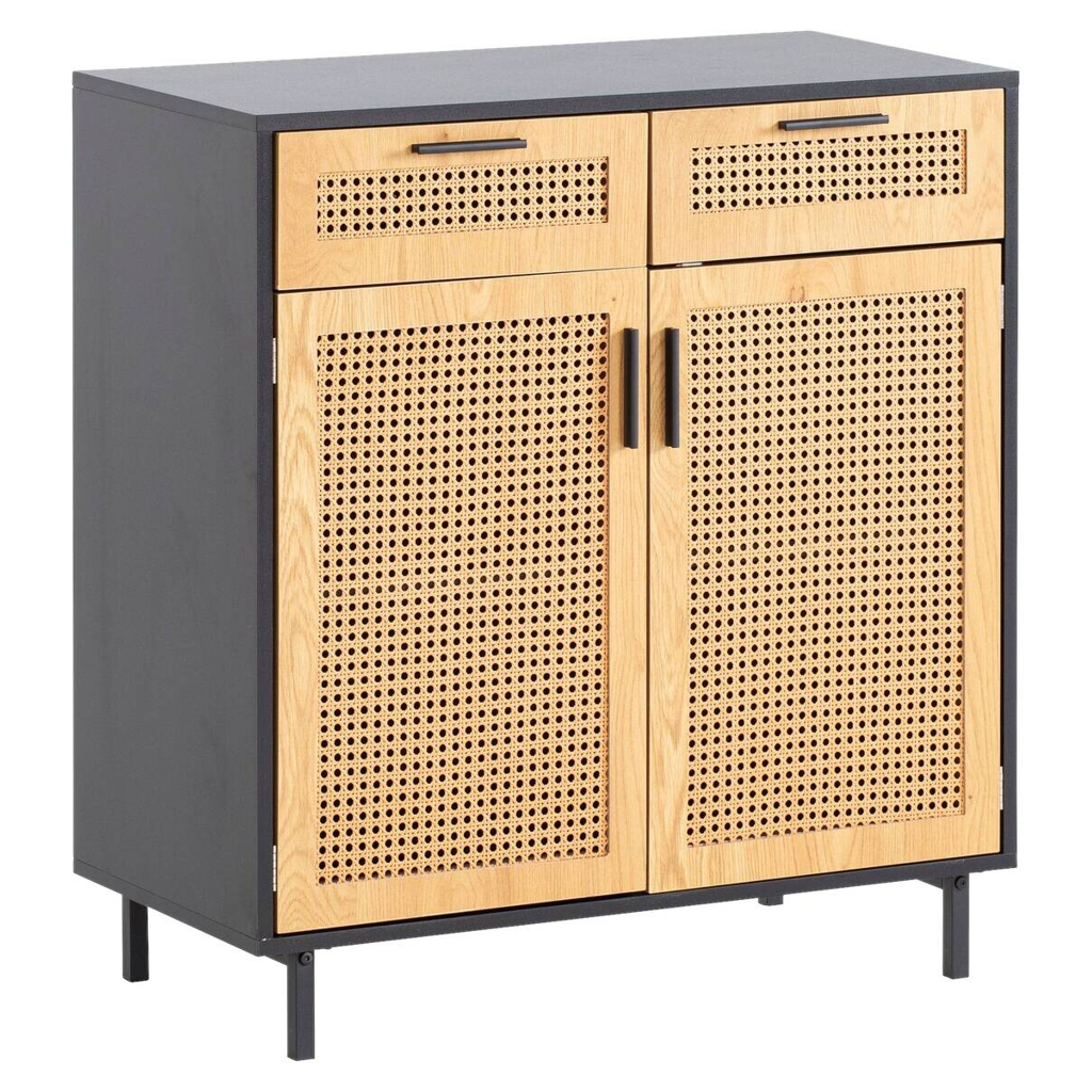 Wohnling Sideboard schwarz Eiche Optik B/H/T: ca. 80x86,5x40 cm