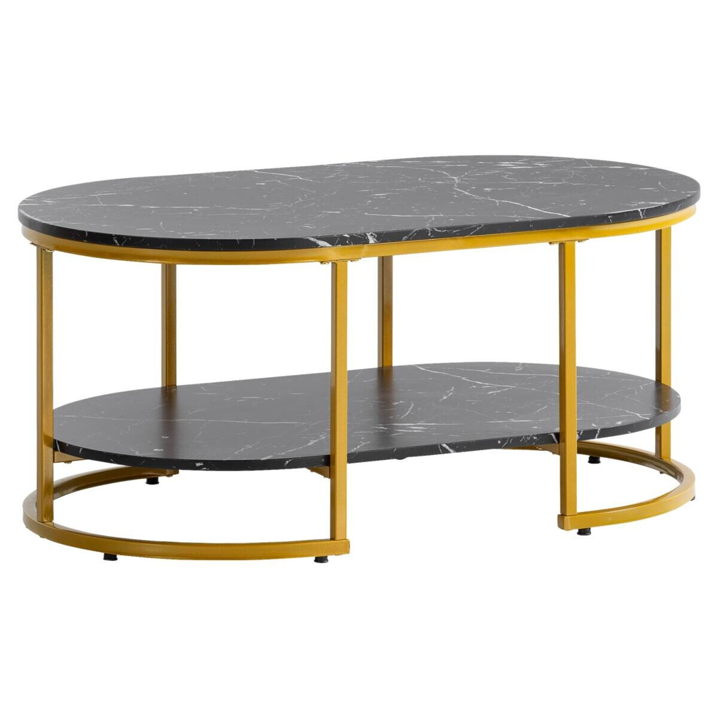 Wohnling Couchtisch schwarz Marmor Optik B/H/T: ca. 100x45x60 cm